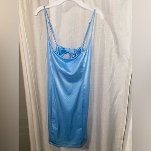 Mila Satin Bodycon Dress in Blue Lucy in the Sky